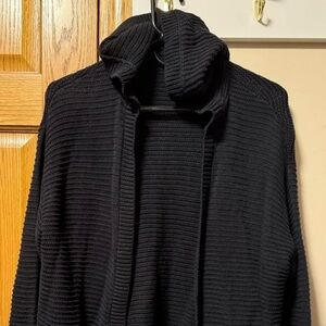 Justice Black Sweater/Cardigan with Hood Youth Large (12/14)